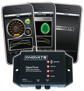 Bezdrátové zařízení Innovate Motorsports OpenTune-2 OT-2 určeno pro propojení s iPhone, iPpod, PC