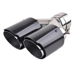 Koncovka výfuku Jap Parts karbonová - kulatá zkosená duální průměr 2x 102mm - montážní průměr 63,5mm