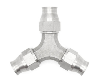 Y rozbočovač s vývody 3x PTFE hadice D-03 (AN3) 3/8"x24-UNF - nerezový