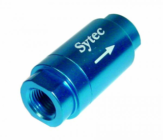 Zpětný ventil celo hliníkový Sytec - samice 1/8"-NPT - modrý