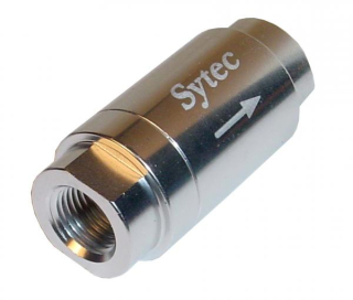 Zpětný ventil celo hliníkový Sytec - samice 1/8"-NPT - stříbrný