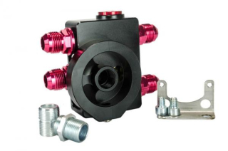 Externí relokační držák olejového filtru ProRacing M20 x 1,5 a 3/4"-16UNF s termostatem - 2x vývody D-10