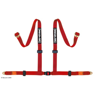 Bezpečnostní pás Securon 4-bodový červený, kotvící destičky (E homologace)