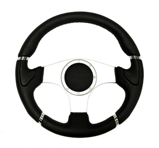 Sportovní volant SW650S - 350mm kůže - černý/stříbrný (Momo Millenium style)