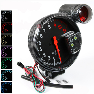 Přídavný budík Type-R - tachometr (125mm) se shift lightem - černý/carbon look