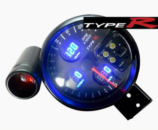 Přídavný budík Type-R - tachometr (125mm) se shift lightem 4in1 - černý panel