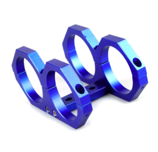 Držák externí palivové pumpy duální 2x 60mm - celo hliníkový - modrý