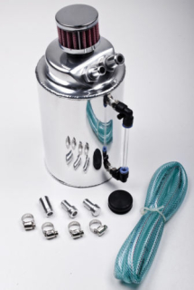 Oil catch tank - 2x vývod + filtr - objem 2l