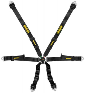 Bezpečnostní pás Schroth Profi 2x2 6-bodový černý - karabina (FIA homologace)