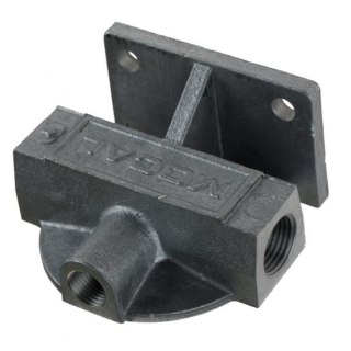 Externí relokační držák olejového filtru Mocal - 1x vývod 1/2"-BSP na každé straně + M14 čidlo - pravý