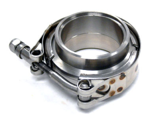 V-band set 76mm (3 palce) - spona + příruby s auto zámkem nerez