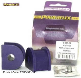 Silentbloky Powerflex VW Golf 4 4-motion Rear Anti Roll Bar Mounting 14mm (6)
