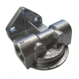 Externí relokační držák olejového filtru Mocal - 1x vývod 1/2"-BSP na každé straně - levý